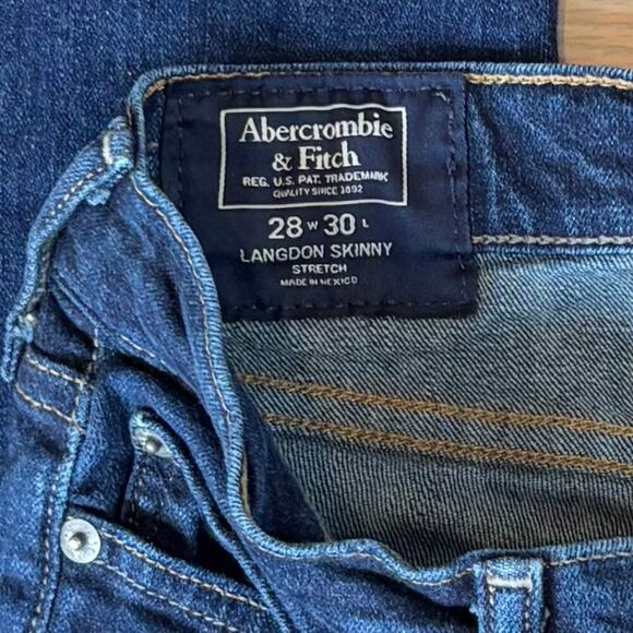 Abercrombie & Fitch Langdon Skinny Stretch Jeans Dark Rinse Mens Size 28x30 - Picture 3 of 7